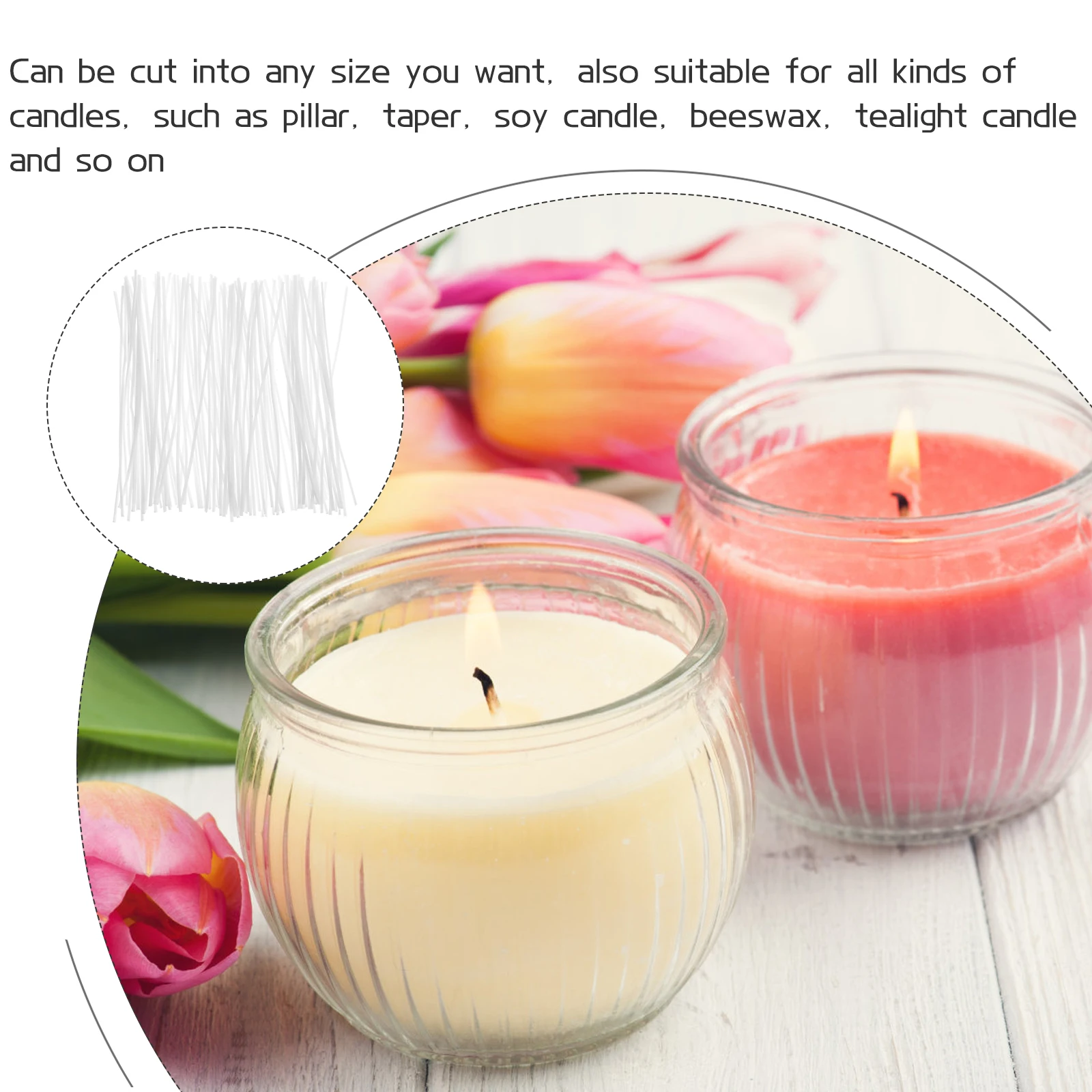 

100pcs Cotton Wicks for DIY Making Long Premium Wick Cuttable Suitable for Pillar Taper Soy Beeswax Tealight