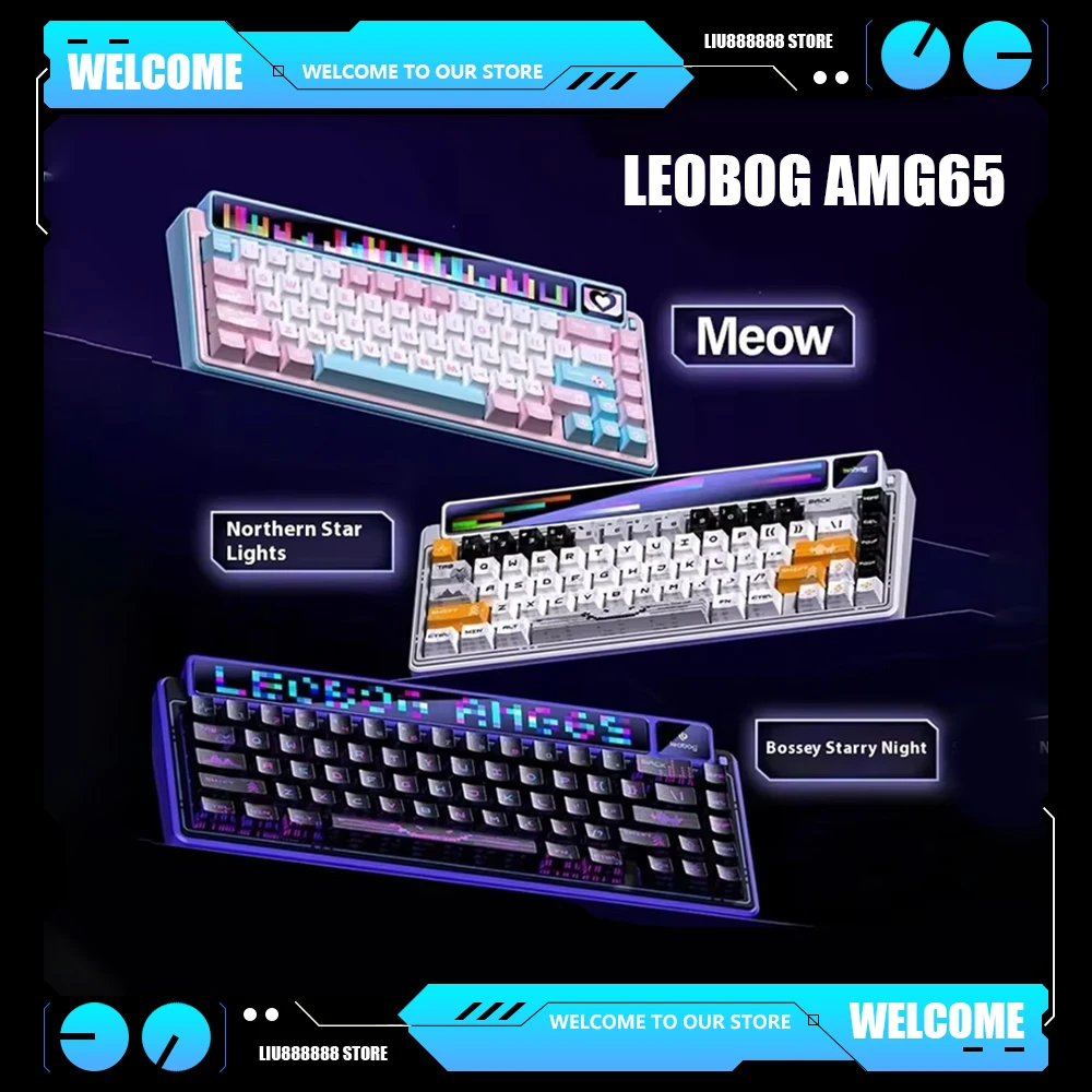 LEOBOG AMG65 Wireless Mechanical Keyboard RGB Tri Mode Hot Swap TFT LED Screen Esports Keyboards Customize PC Accessories Gifts