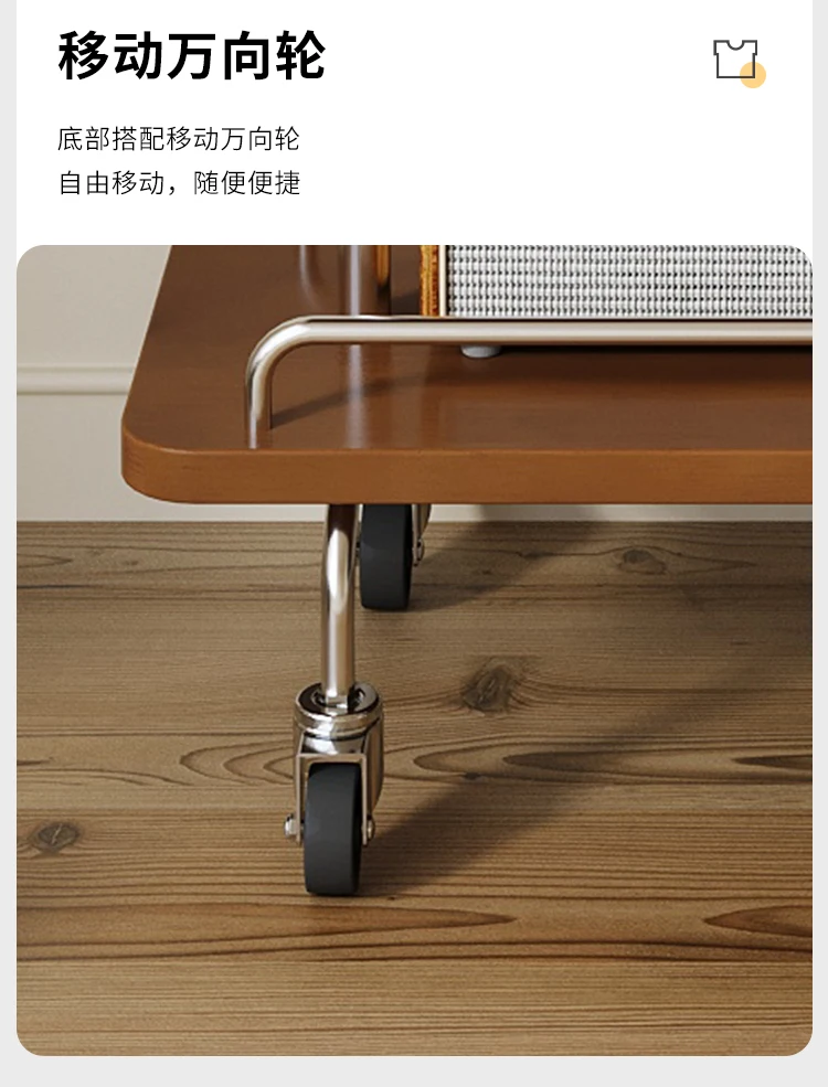 Medieval wabi-**** wind movable shelf light luxury trolley retro side storage