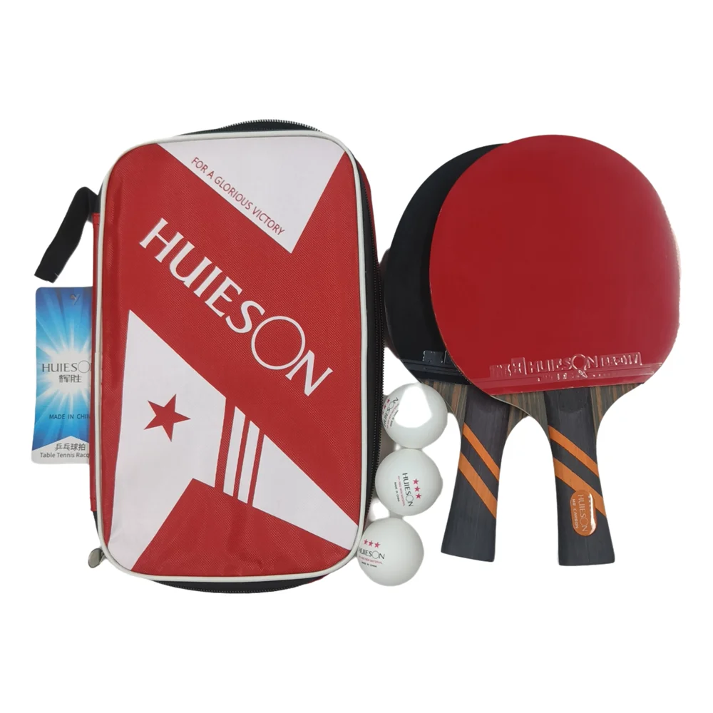huieson-m8-ツイン卓球ラケットセット--木製ハイバウンスラケット2本（ケース付き）-ボール3個--fl-または-ペンホールド