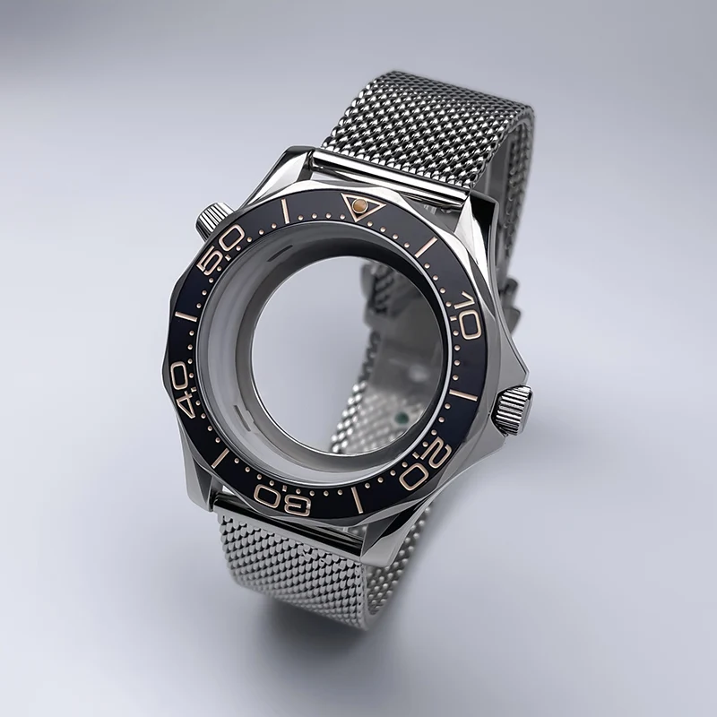 41mm Solid Stainless Steel Watch Case 20mm Mesh Strap 31mm Dial Waterproof for NH35 Automatic Movement Seamaster Style Mod Kit