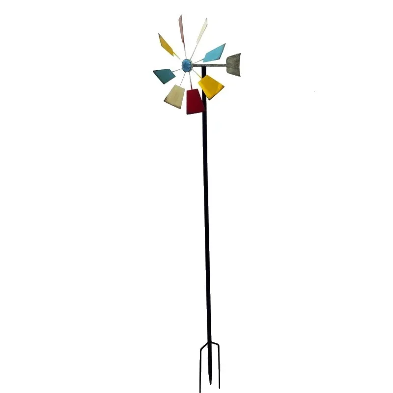 Outdoor Wrought Iron Colored Windmills, Courtyard Gardens Balconies Landscape Props Windmills Swaying with The Wind Metal Crafts