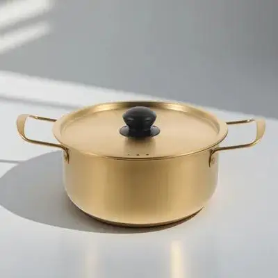 

Stainless Steel Noodle With Lid Large Korean Cooking Ramen Binaural Handle Portable Soup For Kitchen Outdoor Hiking Picnic