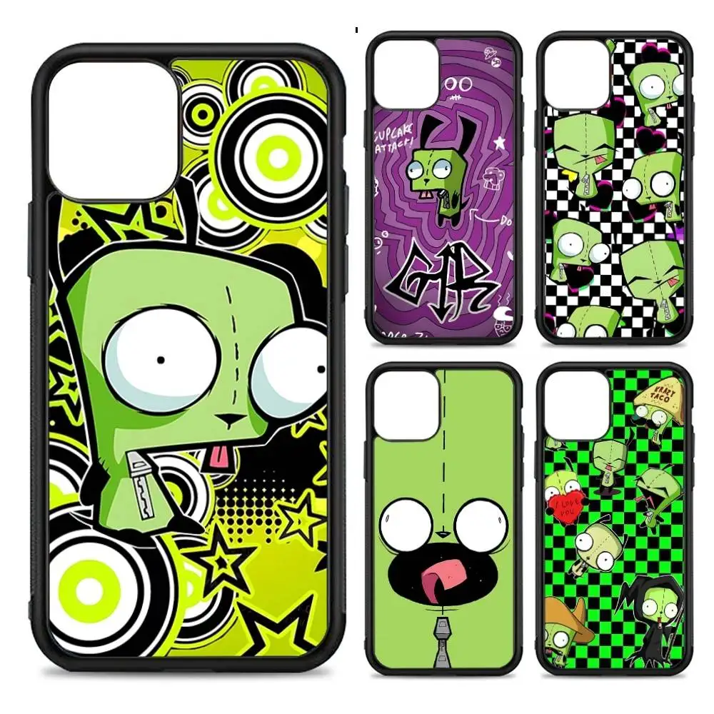 

Anime Cute I-invader Cartoon Z-zim Phone Case For Iphone 11 12 13 14 15 Pro Max 17 16 Plus Hard PC+TPU Back Cover