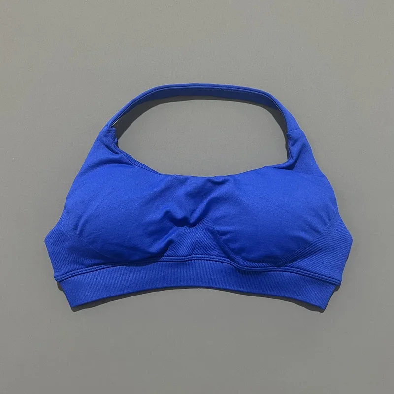 HISTELLO Sport-BH für Damen, nahtlos, Yoga-Unterwäsche, Neckholder-Riemen, offenes Rückendesign, Gym-Top, Workout, Fitness, Lauf-BH