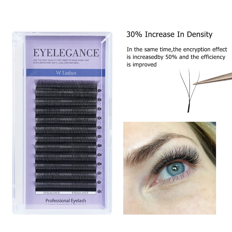 ملحقات الرموش حجم مسبق الصنع طبيعي ناعم 3D W شكل الرموش الرموش ملحقات المشجعين المصنوعة مسبقًا #4