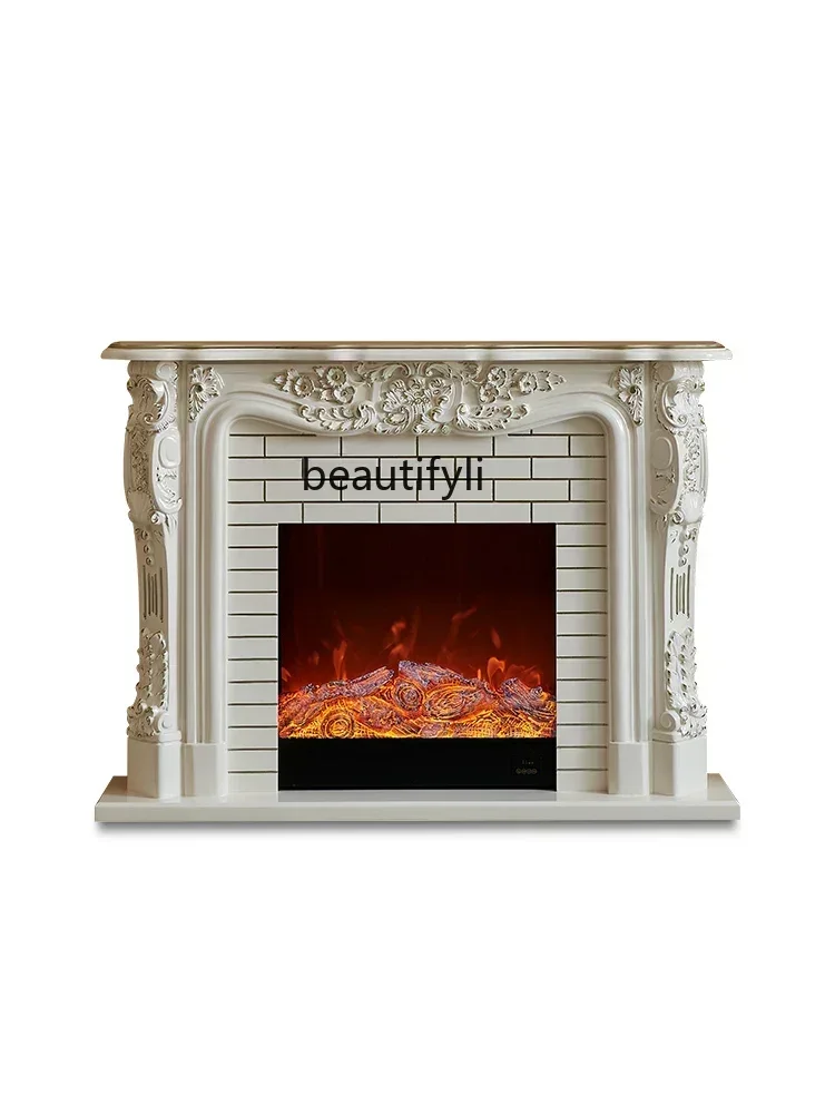 

C 1.3/1.5 M European Triangle Fireplace Solid Wood American Home Villa Living Room Simulation Flame Heating Curio Cabinet