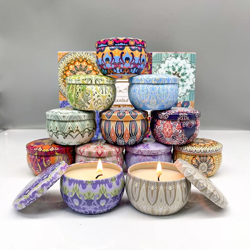 Luxury 12Pcs Gift Box Soy Wax Tin Candle Smokeless Aromatherapy For Proposal Birthday Romantic Decor