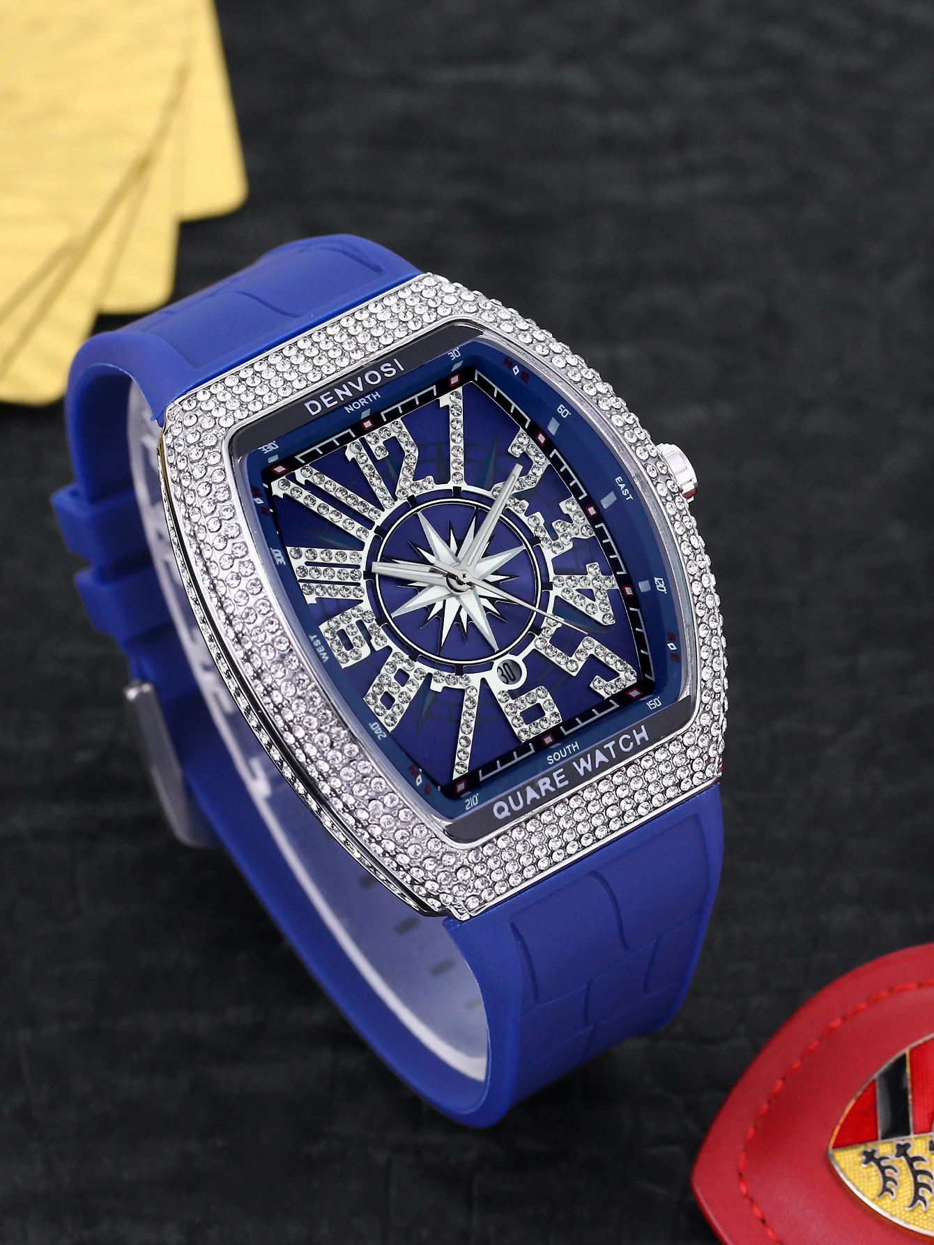 DENVOSI Starry Sky Wine Barrel Luxury Men's Quartz Watch Silicone Strap view 6