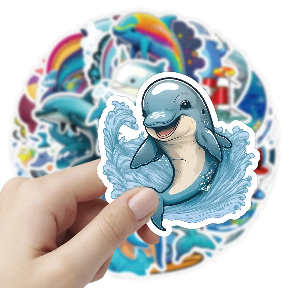 10/30/50PCS Fashion Cartoon Sea Life Cute Dolphin Cool Graffiti Helmet Skateboard DIY Waterproof Personality Toy Reward Sticker