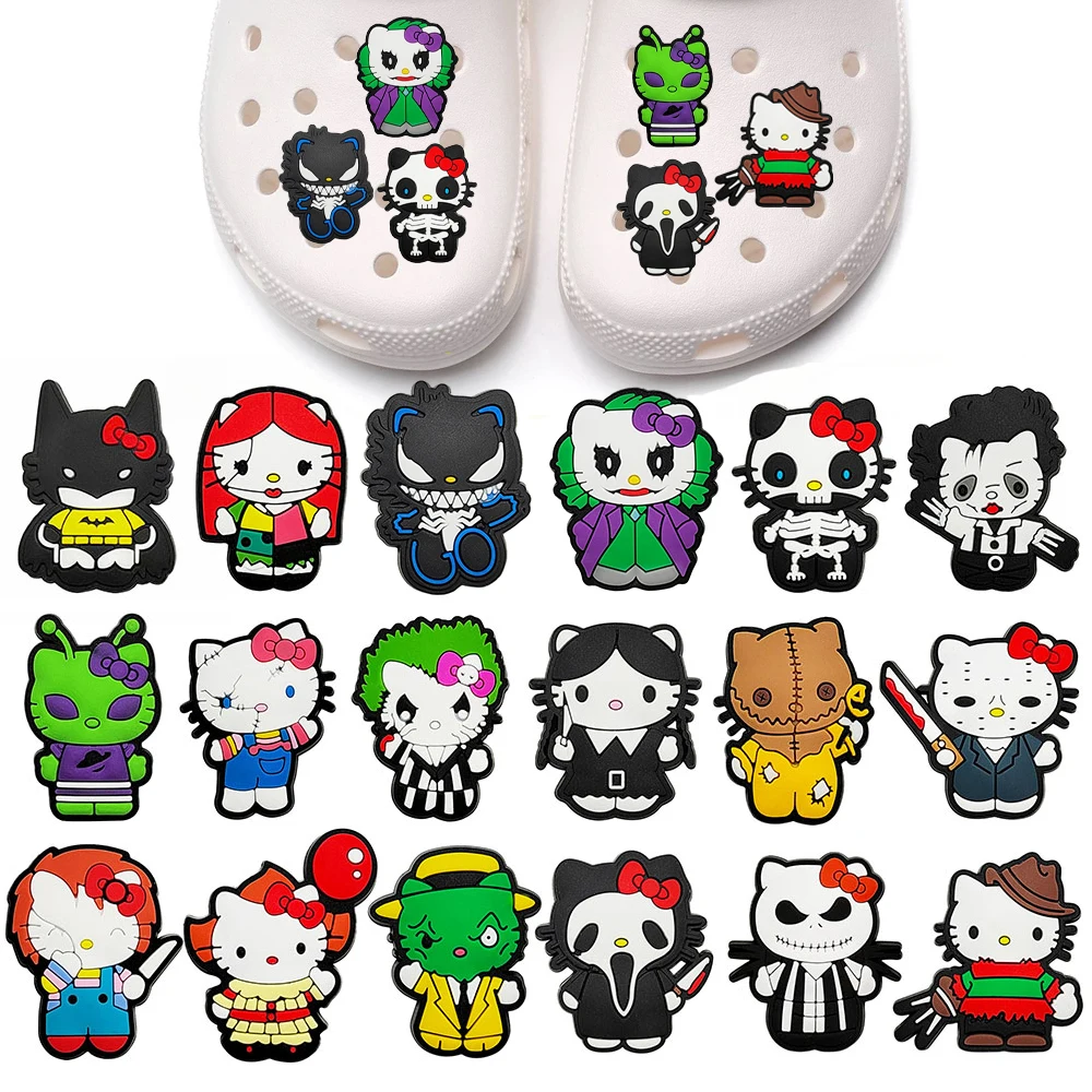 18Pcs Sanrio Hellokitty Hallowmas Shoe Charms For Clogs Sandals Shoe Decorations Accessories Buckle For Christmas Birthday Gifts