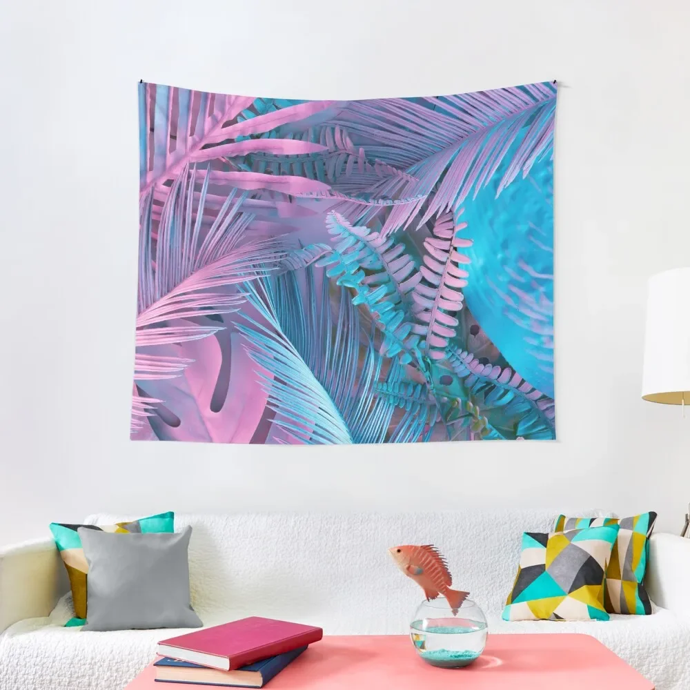 

Neon Pink And Blue Exotic Palm Leaves Tapestry Decor For Bedroom Bedroom Deco Wall Decoration Items Bed Room Decoration Tapestry