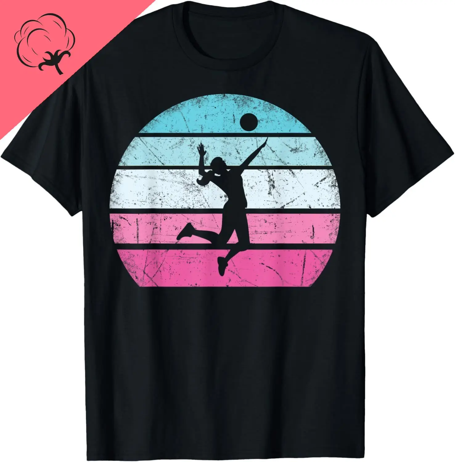 Volleyball Girl Retro Vintage T-Shirt Cotton  Print Original Design Gifts T Shirts Print on Demand Customizable Camiseta Hombre