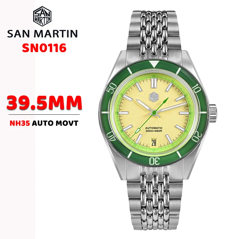 

San Martin 39.5mm Summer Dive Watch Fashion Fun Fruit Series Men Sports Watches NH35 Automatic Mechanical 20 ATM SN0116 Reloj