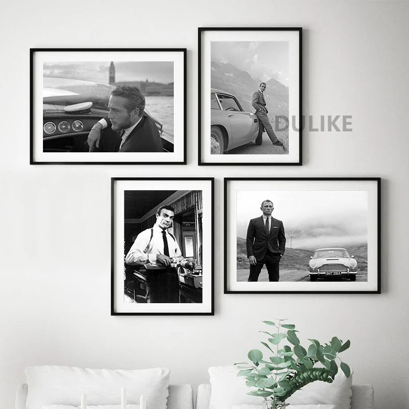 Gentleman Spy Movie 007 Poster Art Canvas Painting , Fashion Man In A Suit  Makeup Prints Wall Art Pictures Home Decor