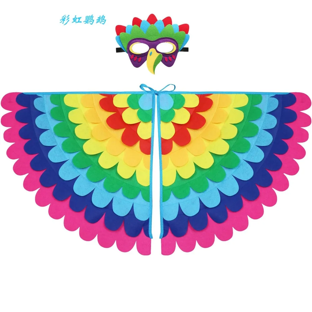 창의적인 펠트 천 할로윈 망토 마스크 새 날개 로브 할로윈 어린이 의상 코스프레 올빼미 망토 마스크 세트 어린이 선물