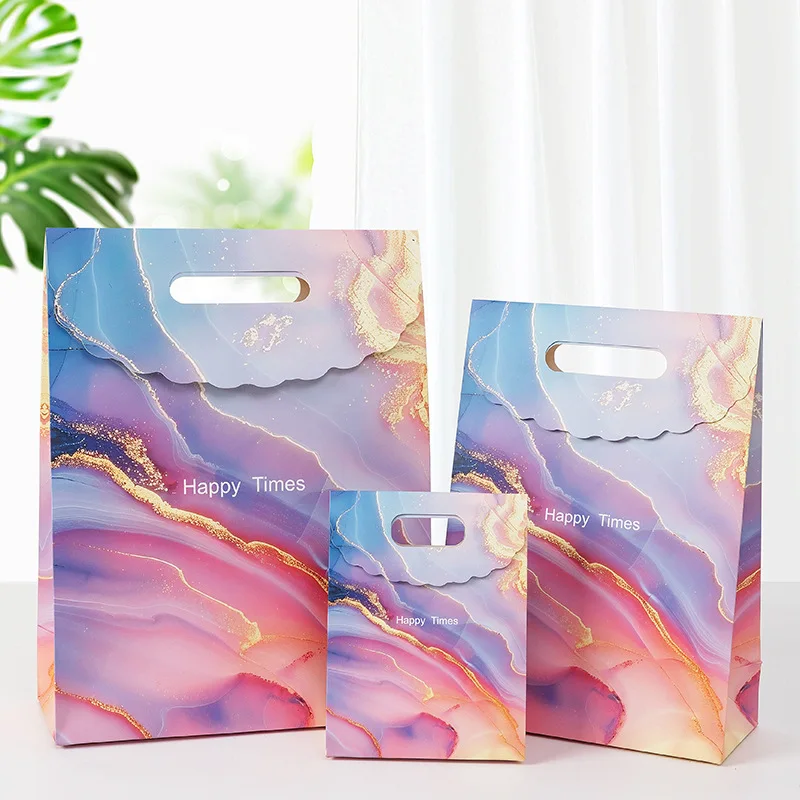 

10pcs INS Hot Sale Handbag Paper Cardboard Packaging Bag Souvenir Bag Return Gift Box for Clothing Candy Shopping Bags