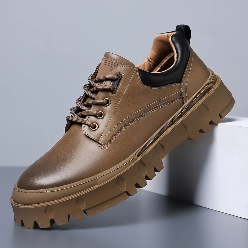 Fashionable Men's Oxford Shoes British Style Leather Casual Shoes Men's Brown Business Shoes Lightweight Breathable