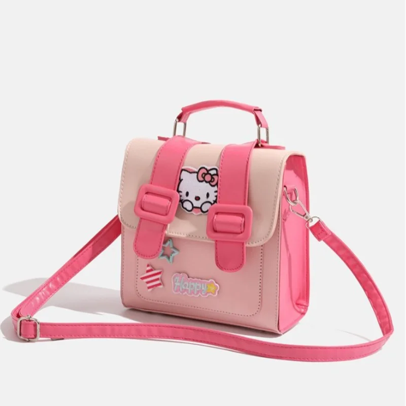 Sanrio Hello Kitty Pink Fashion Super Sweet Dopamine Cambridge Bag Cute Contrast Color Backpack Tote Bag