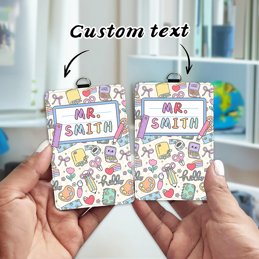 1pc Personalized Custom Name Badge Holder,Teacher Appreciation Gift,Office Staff,Kids,School Hall Pass,Staff Credential,Work ID