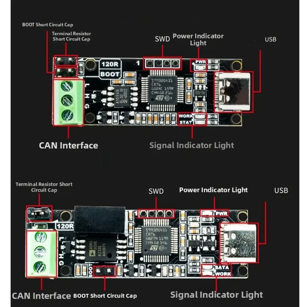 CAN Analyzer For MKS CANable CAN Analyzer USB To Adapter For Industrial Debugging Or Motor TJA1051T/3 Communication Chip