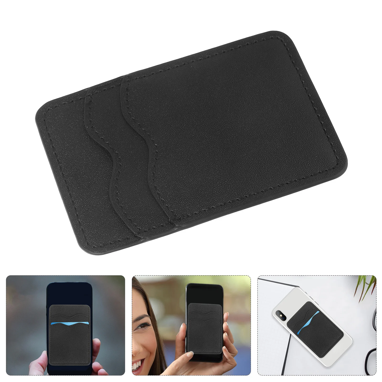 

Phone Pocket Card Holder Fake Credit Card Case Dual Slots Easy Installation Slim Design Universal Pocket