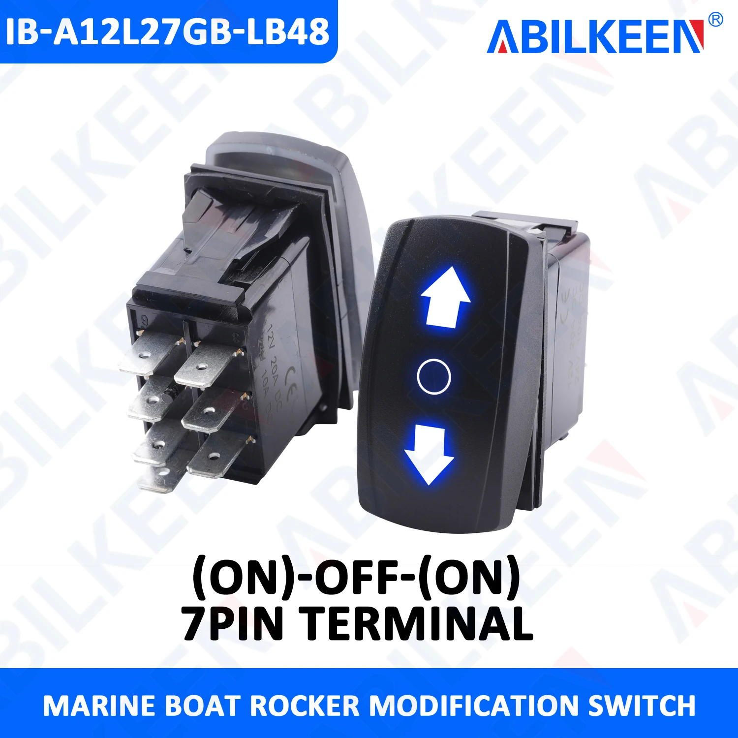 ABILKEEN (ON)-OFF-(ON) 3Gears Momentary Rocker Marine Switch DC12-24V 20A Pin Rocker Toggle Switch for for Marine Boat Car Truck