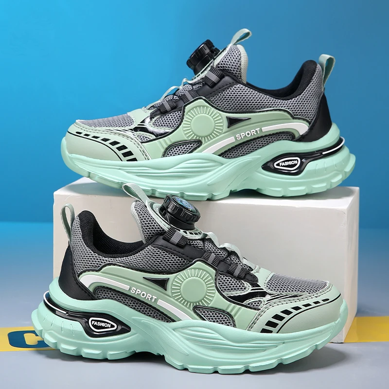 

Детская спортивная обувь, модные сетчатые дышащие кроссовки на толстой подошве с амортизацией, новинка 2026, повседневные удобные теннисные туфли