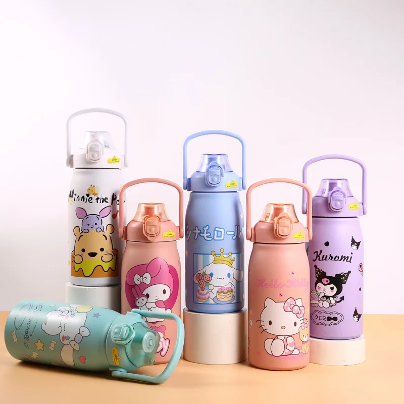 

1200Ml Sanrio Cartoon Kuromi Melody Large Capacity Sports Pot Stainless Steel Thermos Cup Spring Lid Pot Straw Outdoor Water Cup