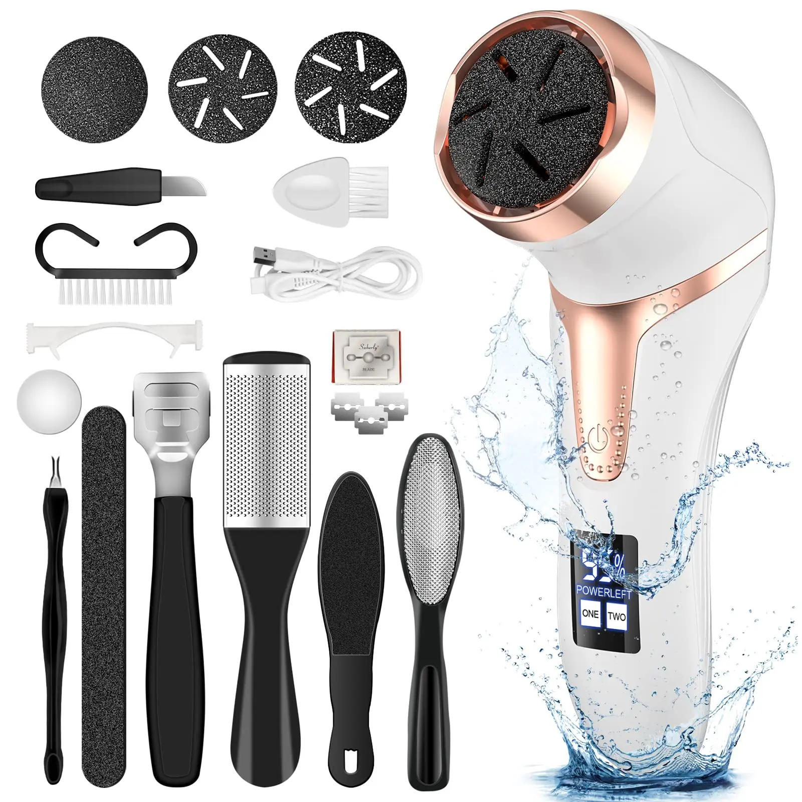 Electric Foot File with Vacuum Cleaner Rechargeable Callus Remover Professional Pedicure Tools Kit for Foot Rasp