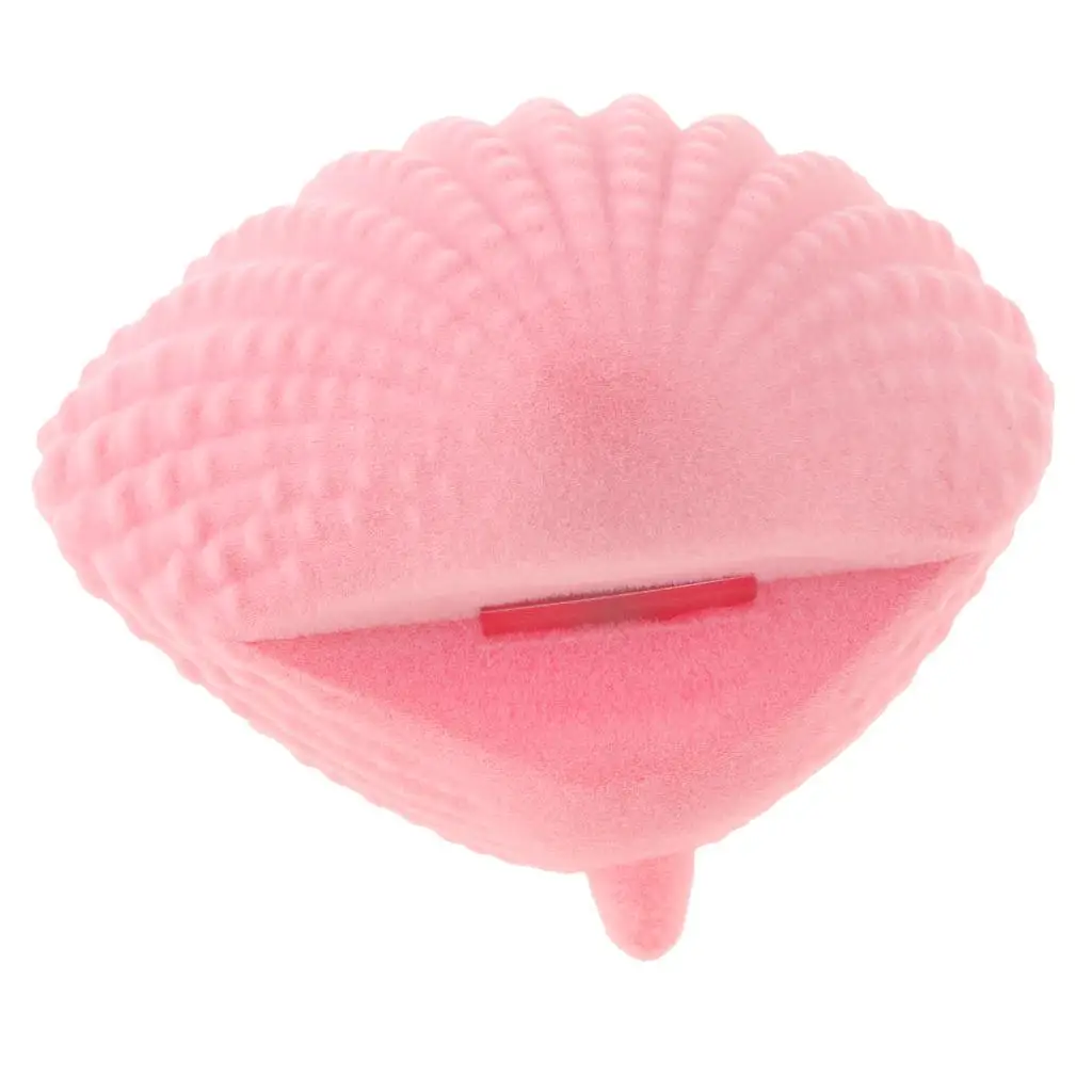 Compact Shell Jewelry Gift Box Velvet Ring Display Case Cute Storage Organizer for Wedding Engagement Party