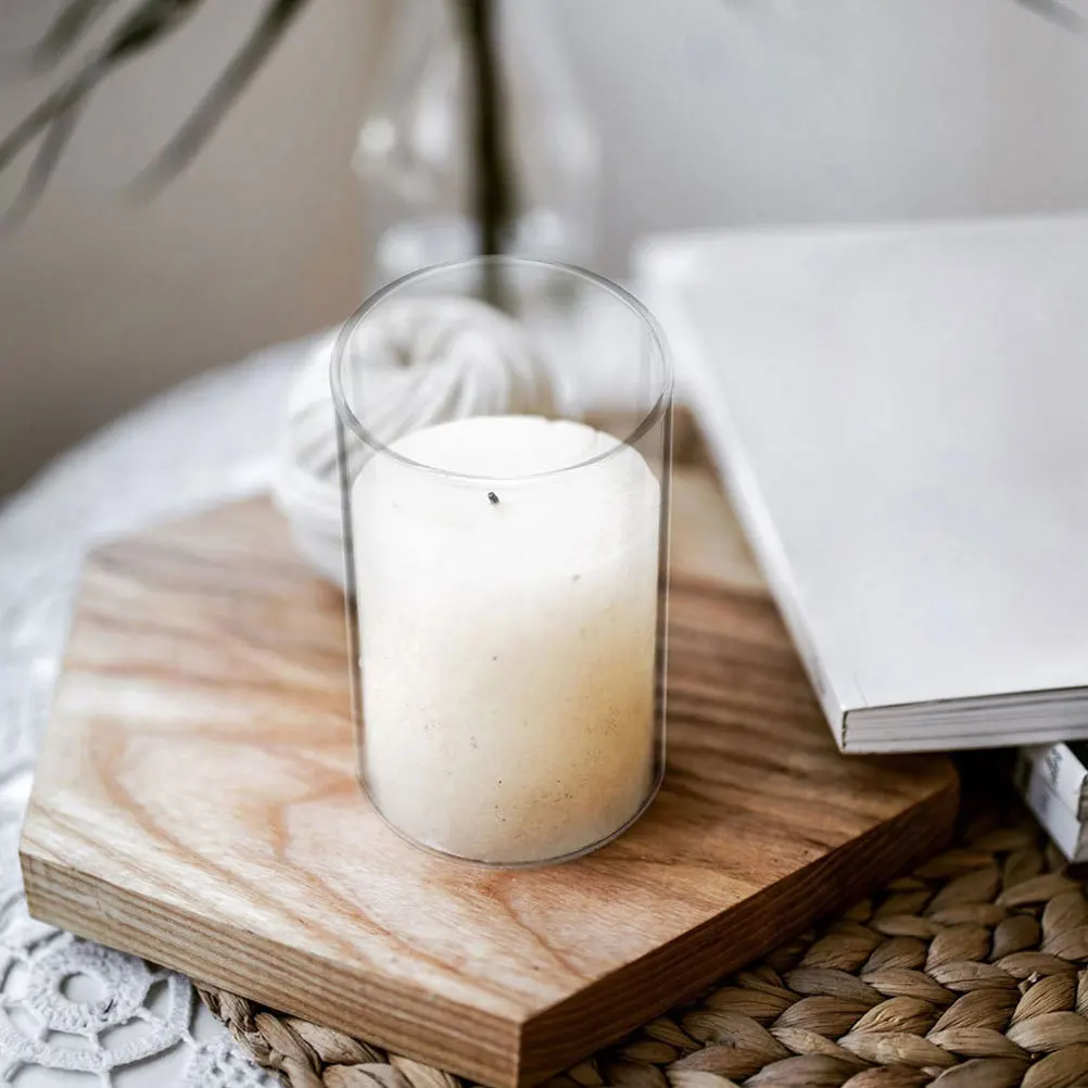 2Pcs Clear Glass Cylinders Windproof Decorative Shades for Home and Dining Room Covers Decorative Glass Shades