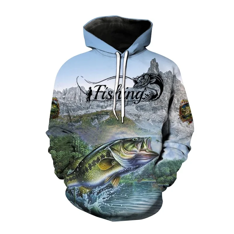 

Bass Wild Fishing Pattern Hoodie for Men New 3D Printing Hunting Fish Enthusiast Sweatshirt Men's and Women's Plus Size Sudadera