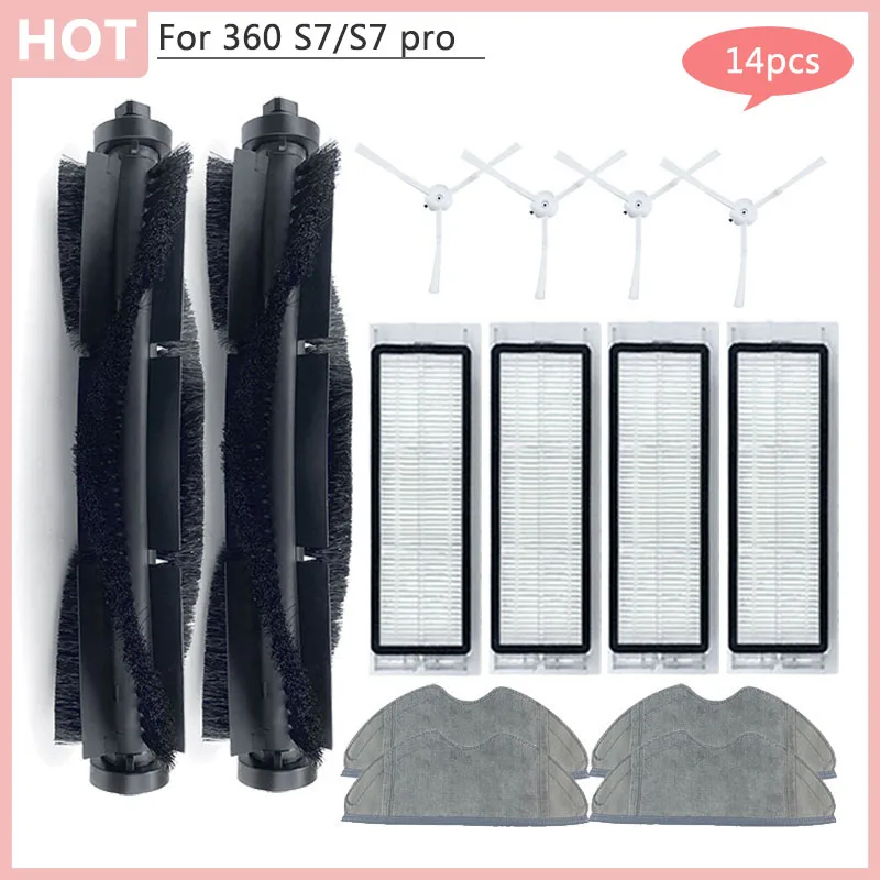 Für Qihoo 360 S7 Smart Roboter Staubsauger Hauptseite Pinsel Hepa-Filter Tuch Mopp Lappen Home Zubehör Kit S7pro Lappen Ersatzteile