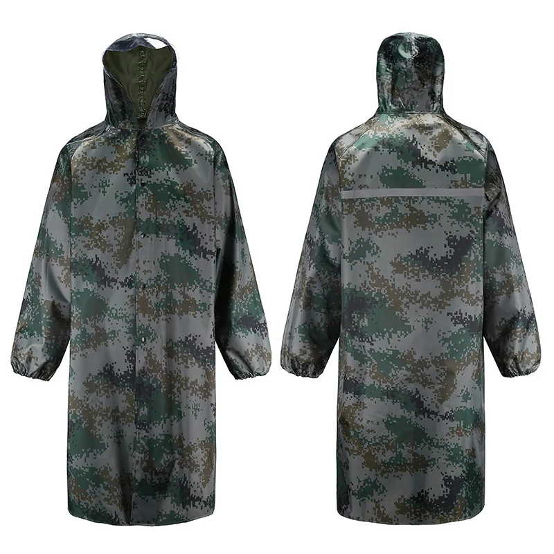 Adult Oversized Long Hooded Raincoat with Sleeves - All-in-One Oxford Cloth Rain Poncho for Construction, Farming, Hiking