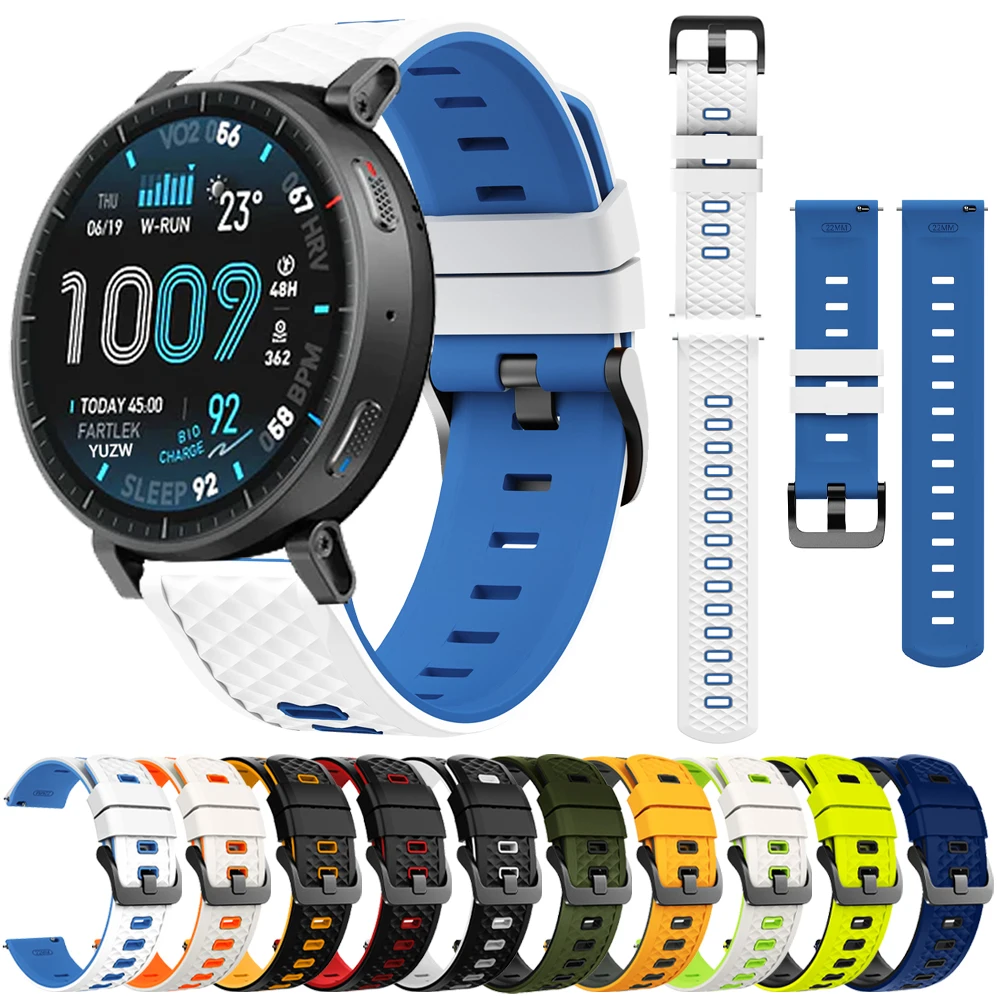 Bracelet en Silicone de 22mm pour Huami Amazfit Active Max, 48mm, pour Amazfit BALANCE 2 Bip 6 5 UNITY GTR 4 3