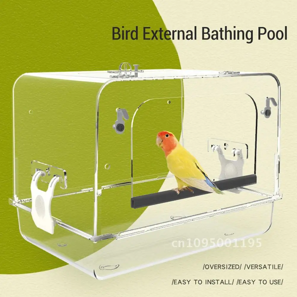 Bird Bath Box For Cage Detachable Bathtub Shower Box Parrot Transparent Box Acrylic Bird Clear Supplies Bath for Hanging