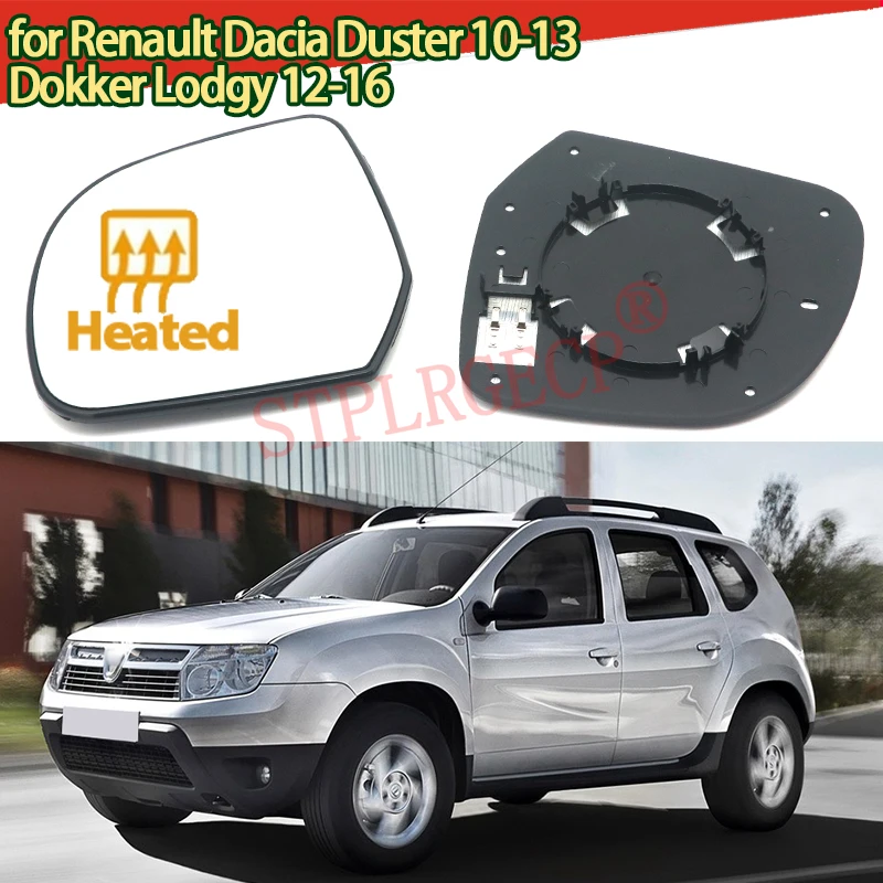 

Driver Left Side Heated Wing Mirror Glass Angle Rearview Mirror with Base for Renault Dacia Duster 10-13 Dokker Lodgy 12-16