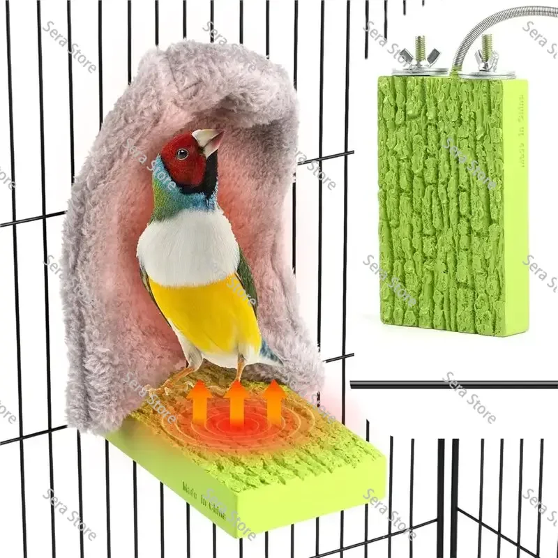 Bird Heater for Cage- Warm Bird Perch with Small Nest, 12V 5W Warmer Stand for Parrots