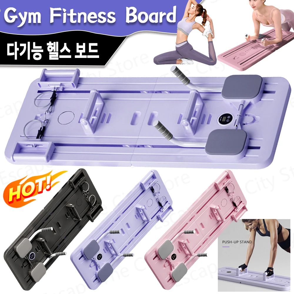 Push-up Board Set Foldable Fitness Board with Mat & Counter Leg & Arm Toner Automatic Rebound Pilates Reformer Set for Men Women