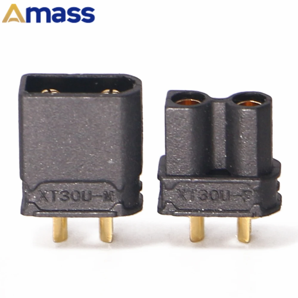 

50Pair Amass XT30U Male+Female 2mm Golden Antiskid Connectors Plugs For RC Lipo Battery Flight Controller