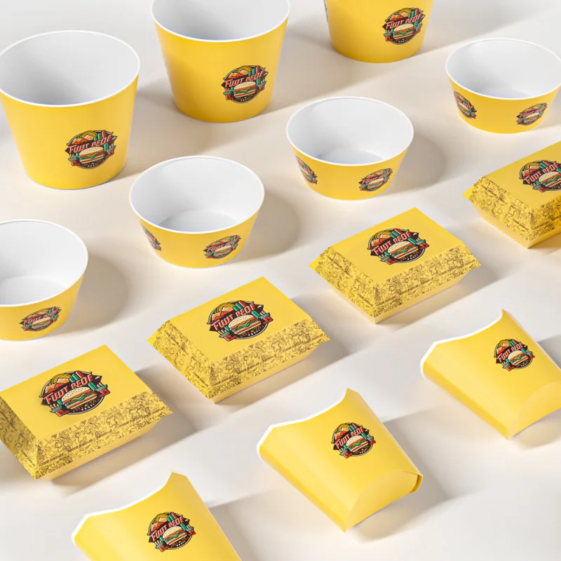 custom.LOKYO Take Out Disposable French Fries Burger Pizza Boxes Food Grade Fast Food Packaging Set Series