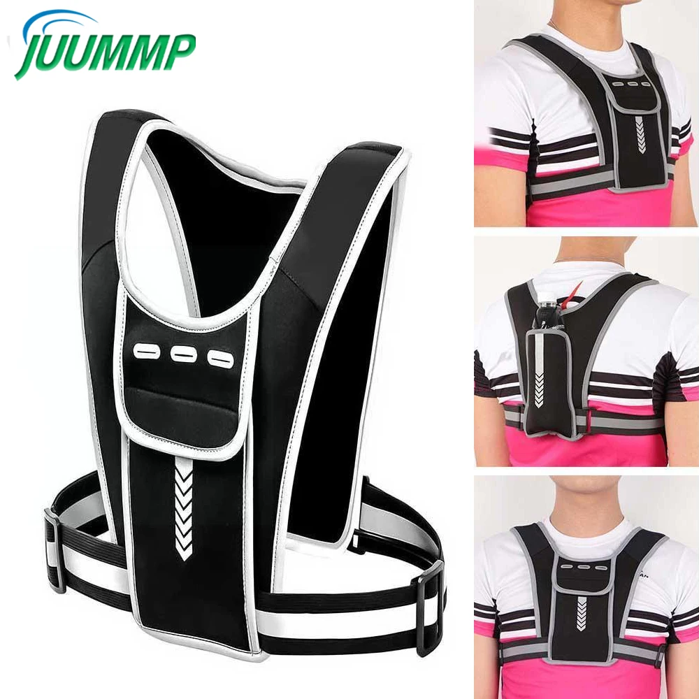 Running Vest Phone Holder for Men Women, Waterproof Cell Phone & Key Pouch, Reflective Hydration Vest Train Free Workout Gear