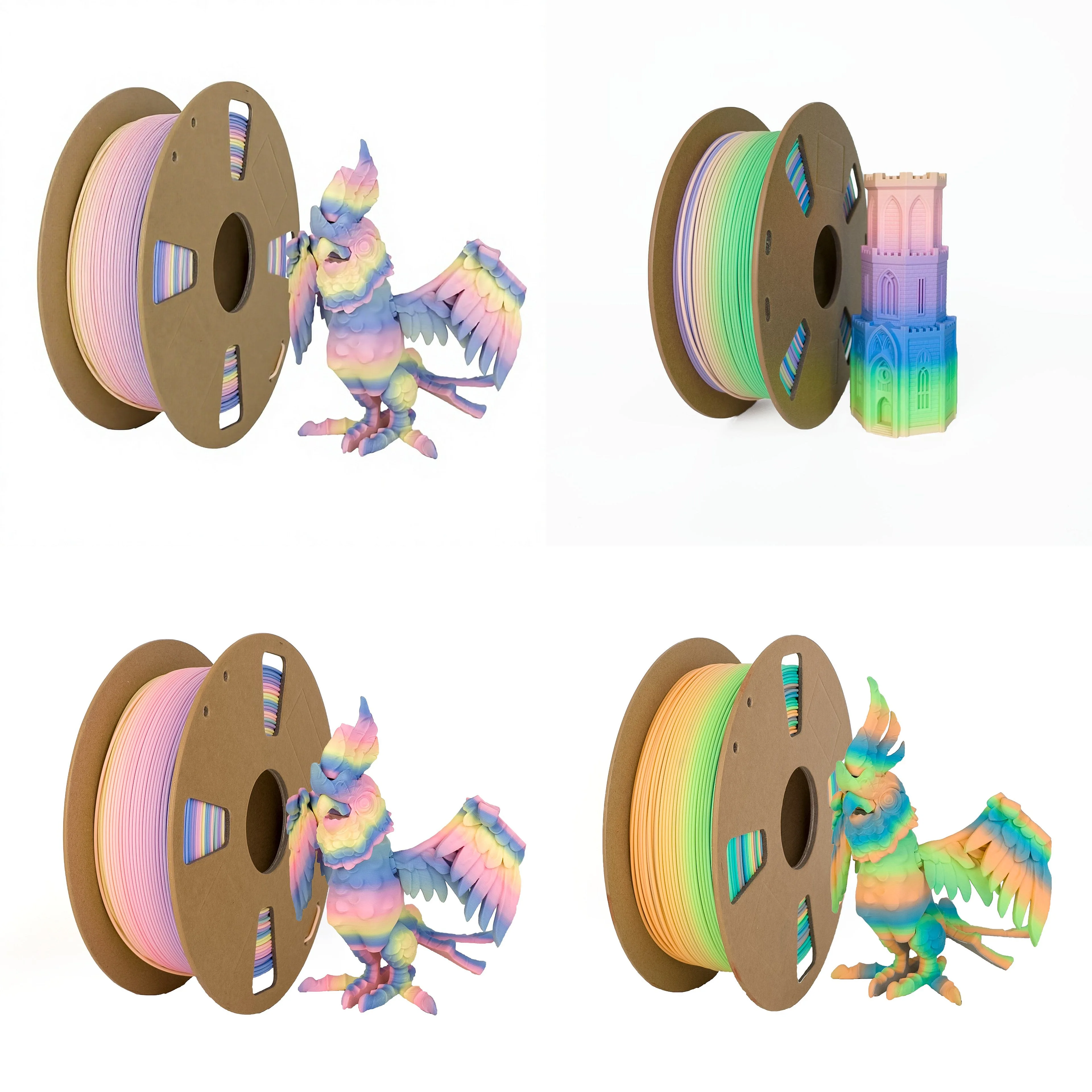 3D Printing Filament Rainbow PLA Macaron-Style Matte Finish Rapid Color Changes 1 kg 175 mm