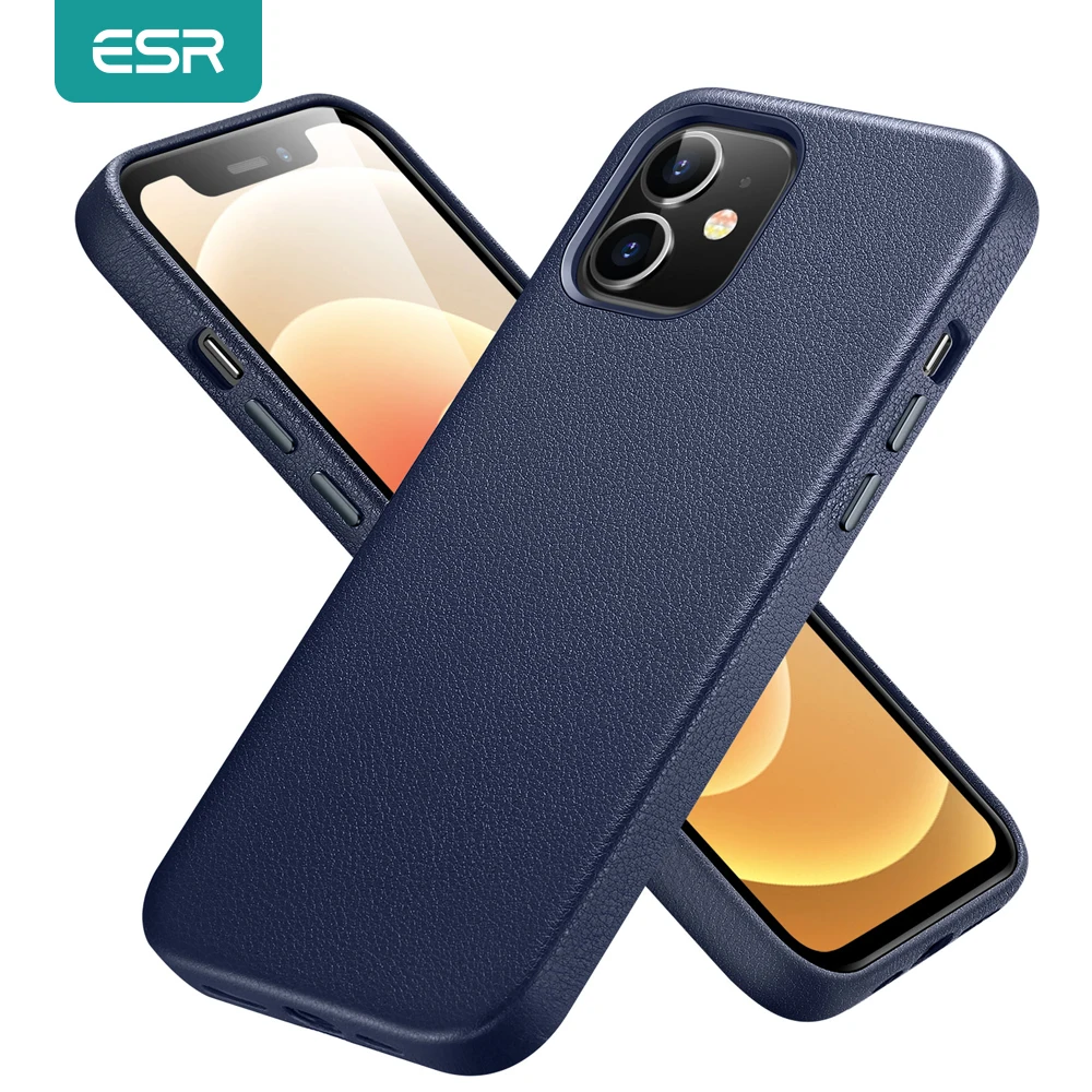 ESR for iPhone 12 Pro Max Case Leather Cover for iPhone 12 Pro Max  Genuine Leather Luxury Black Cover