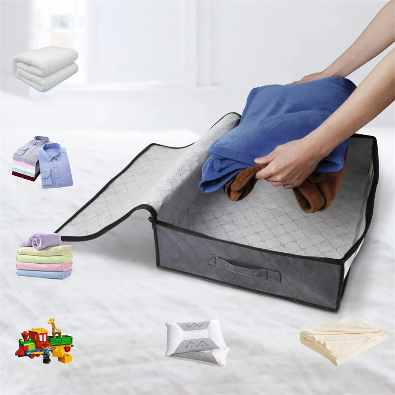 

Under Bed Clothes Item Storage Non-woven Fabric Dustproof Storage Bag Container Clothes Organizer Foldable Visible Clear Window