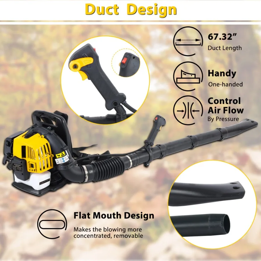 

2 Stroke Commercial Backpack Leaf Blower Gas Powered Grass Lawn Blowing Machine