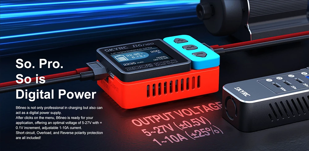SkyRC B6 Neo Smart Charger DC 200W PD 80W LiPo Battery Balance Charger SK-100198 Compact 6S Charger Discharger