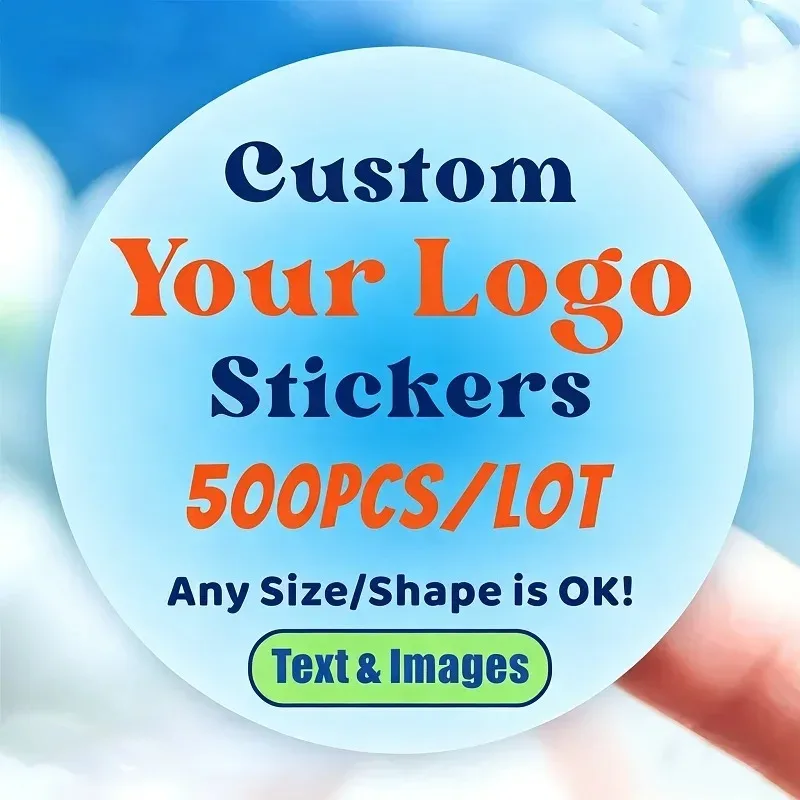

500PCS Custom Stickers Customized Logo Labels Wedding Birthday Baptism Packaging Print Your Own Sticker Personalized Stickers
