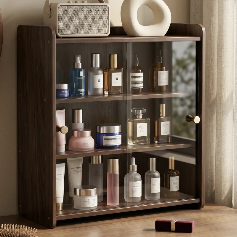 Dining table countertop tea set storage box cup rack station dust cabinet coffee cup utensils black walnut storage cabinet